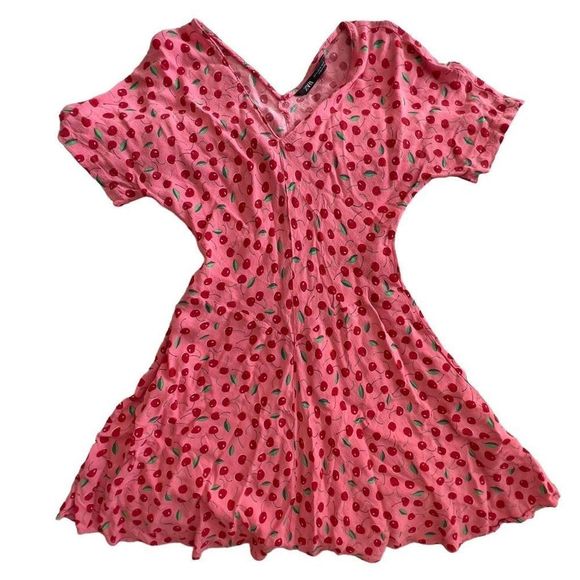 Zara Cherry Print Mini Dress M - Picture 4 of 11